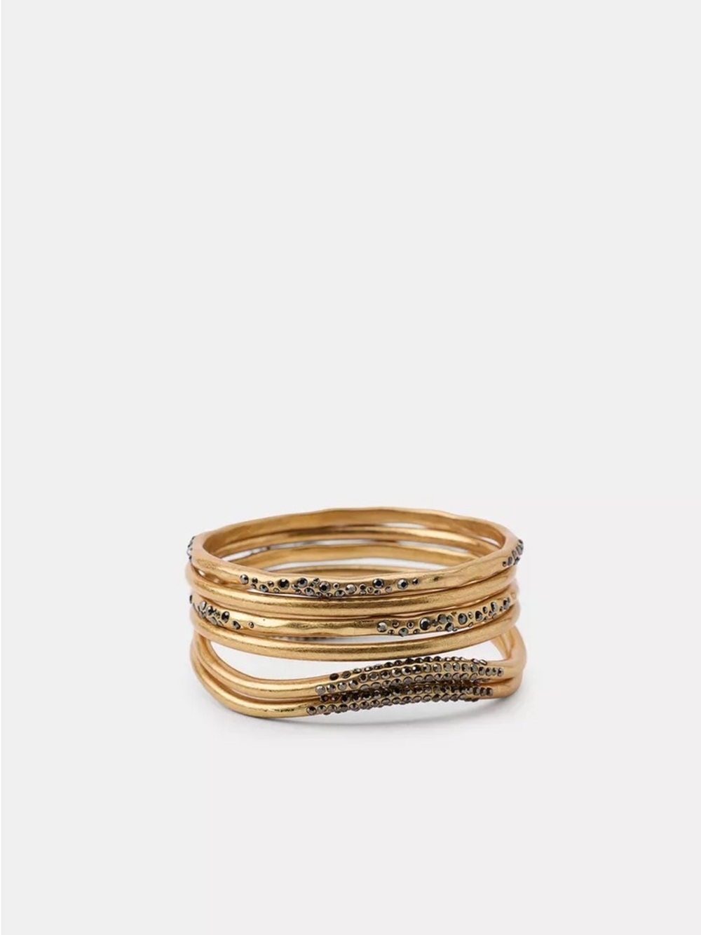Zara Gold-Tone Layered Bracelet with Black Crystal Detail